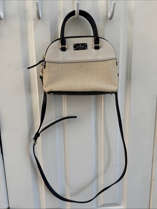 kate spade Handbags - kate spade Cream and Black Textured Satchel with Crossbody Strap